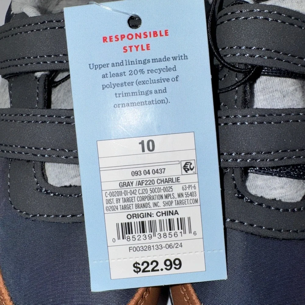 Cat & Jack Charlie Retro Sneakers Toddler 10T Gray NWT